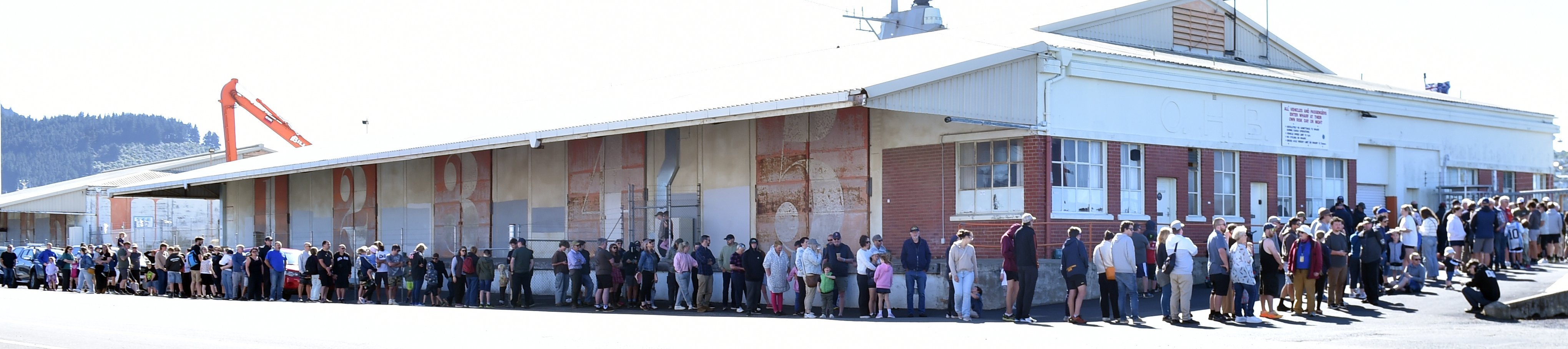People queue for a chance to tour Te Kaha.