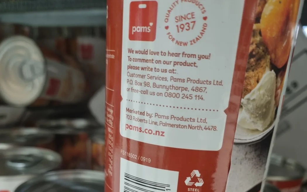 Pams canned peaches from South Africa, spotted in a Christchurch Pak'n Save supermarket. Photo:...