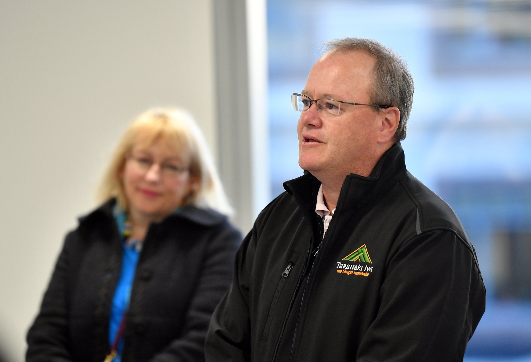 Hāpai Commercial Property chairman Andy Knight speaks following the whakawātea (blessing) of new...