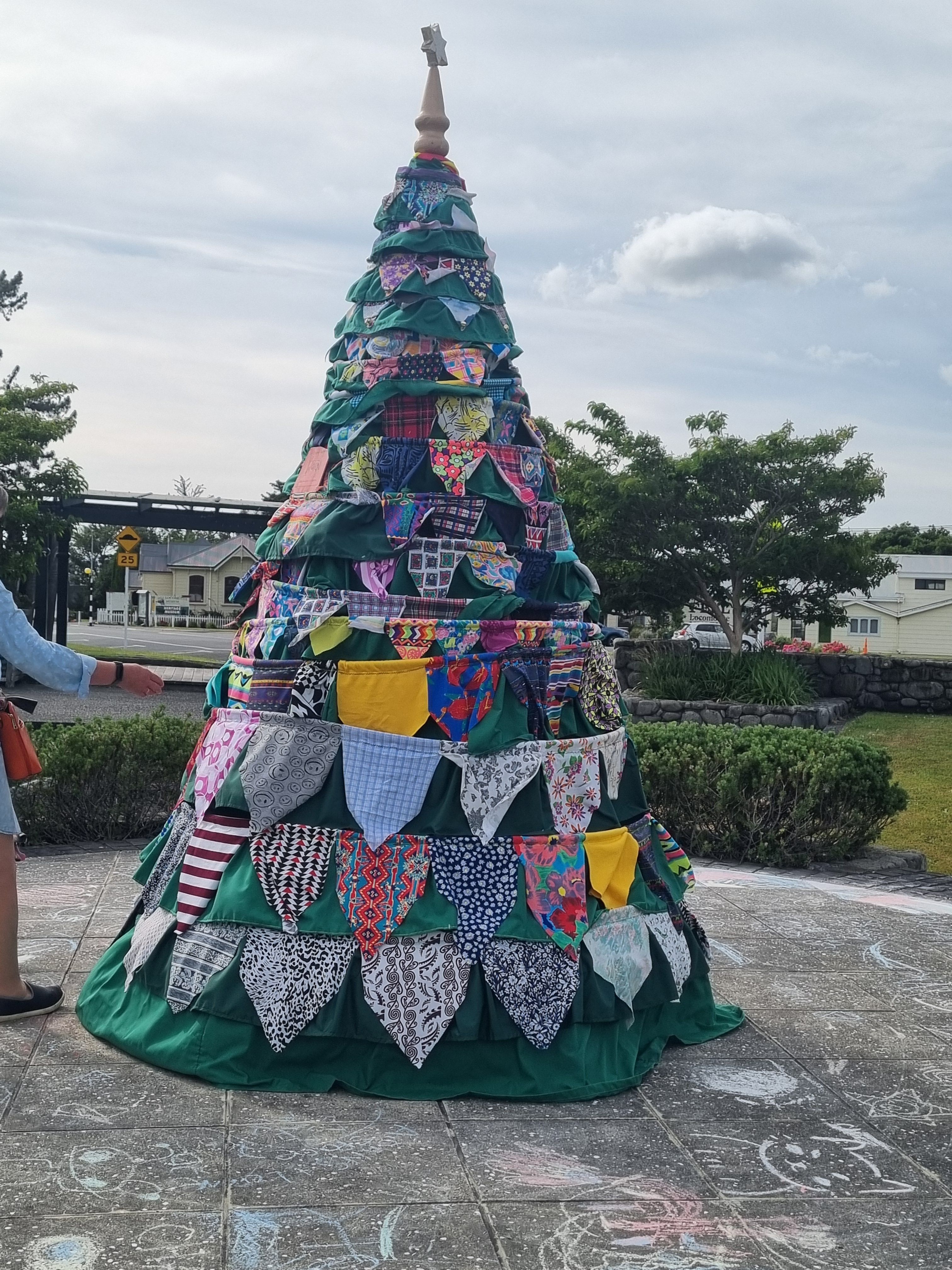 The handmade sustainable Christmas tree in central Featherston before it was destroyed. PHOTO:...