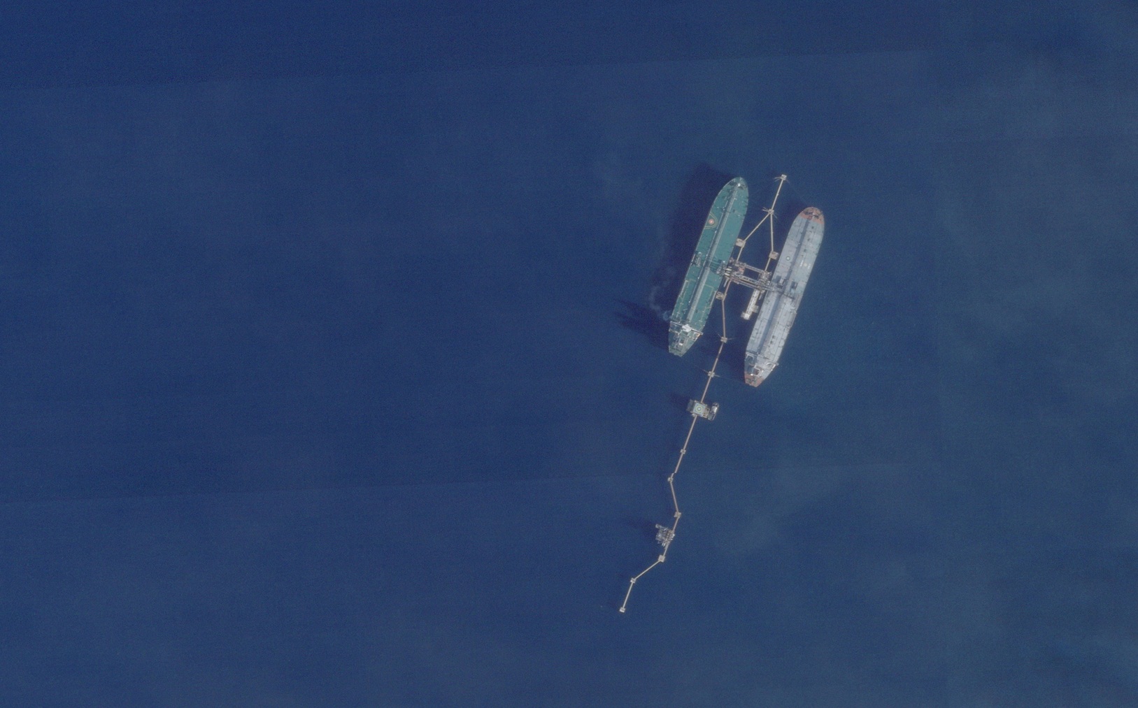 A satellite image shows the VLCC Skipper, which maritime risk management group Vanguard said was...