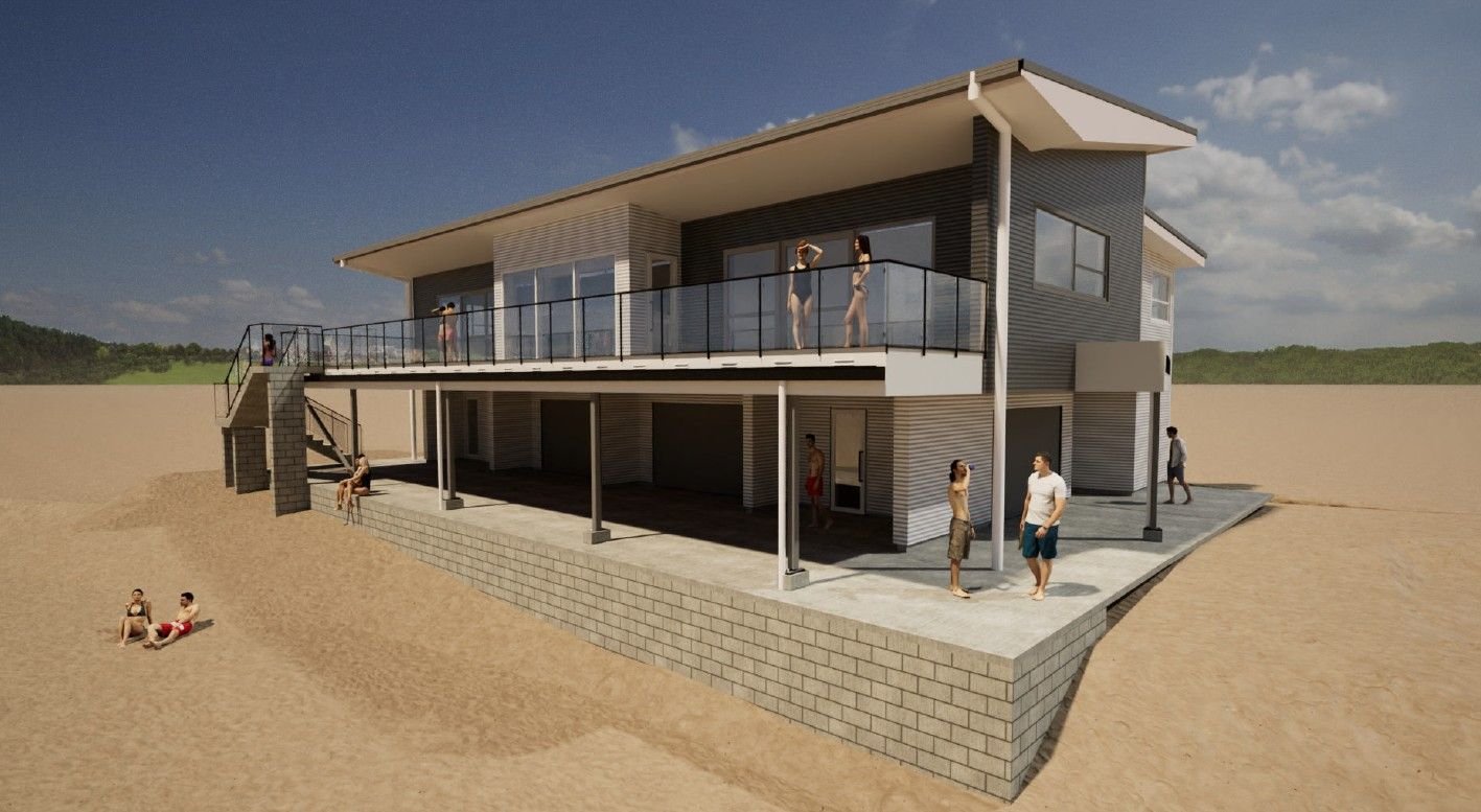 An architectural drawing of the planned new surf-lifesaving clubhouse for Kākā Point. IMAGE:...