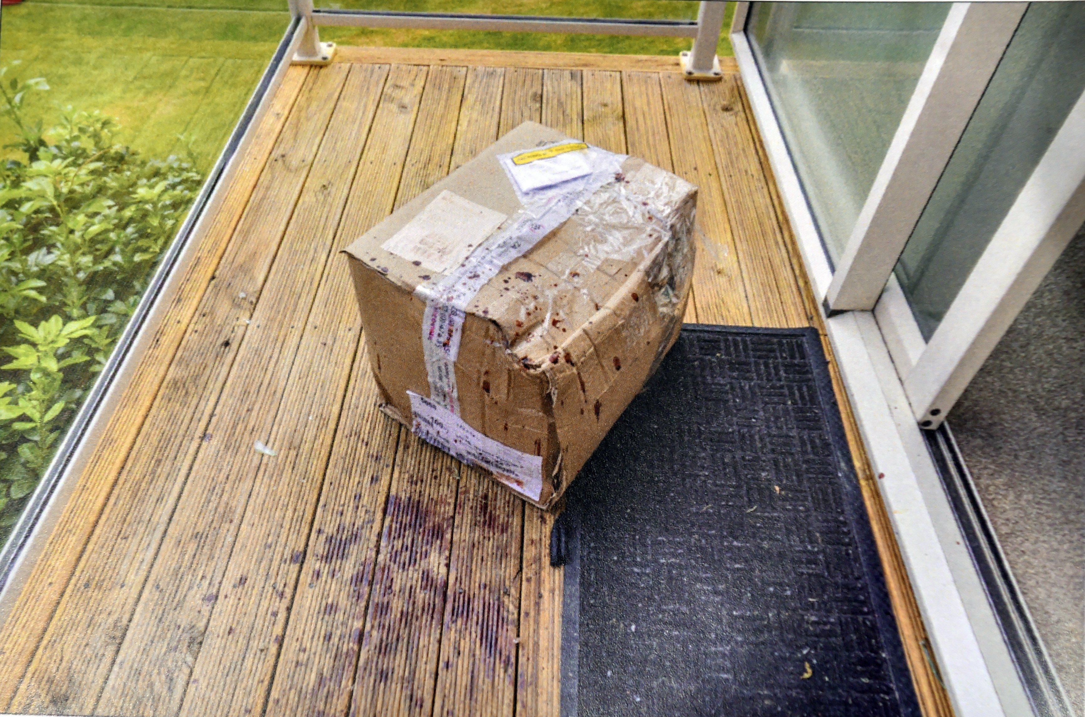 A blood-stained package on Mr Singh’s doorstep.