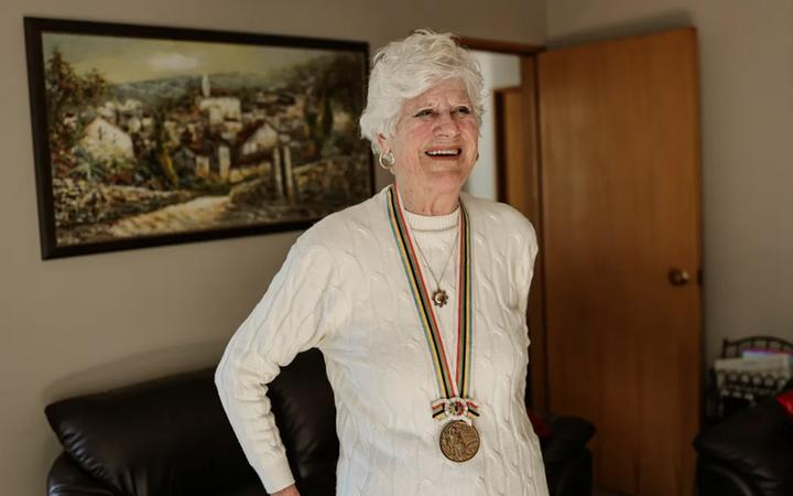 Marise Chamberlain with her 1964 Olympic medal. Photo: NZOC