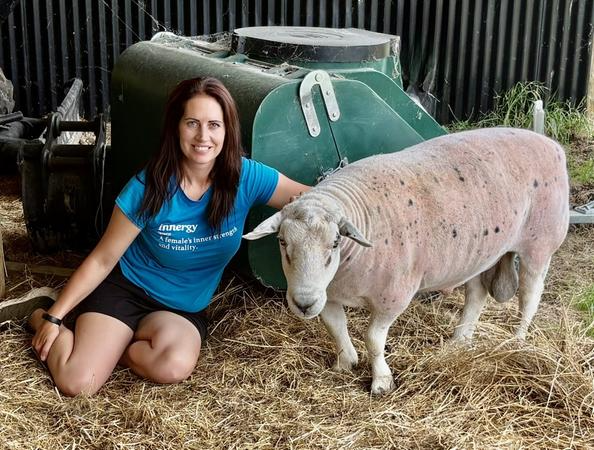 Kathrine Calder-Ritchie and her pet ram Bo who is home safe and sound after being stolen. Photo:...