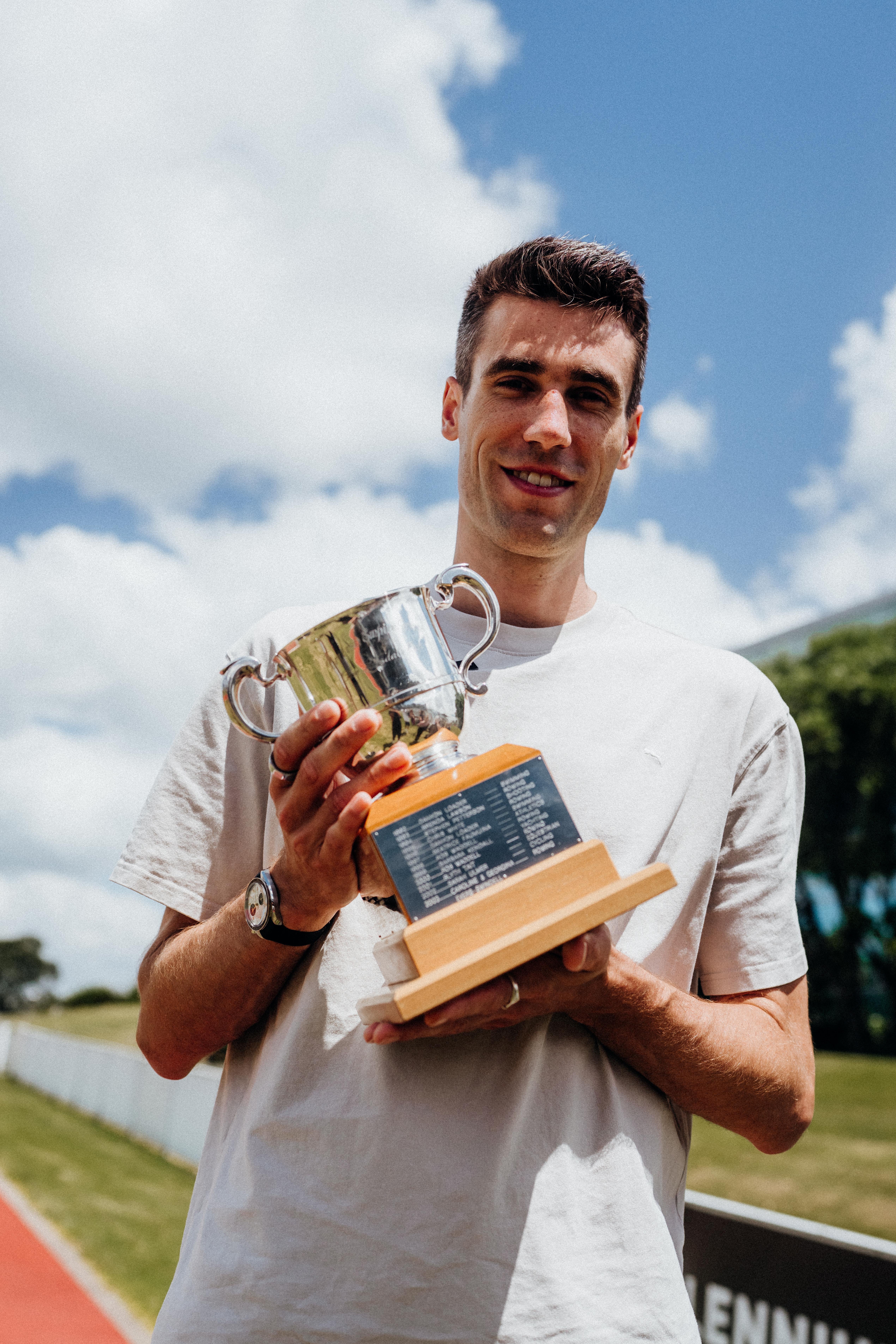 Hamish Kerr holds the Lonsdale Cup. PHOTO: NZOC