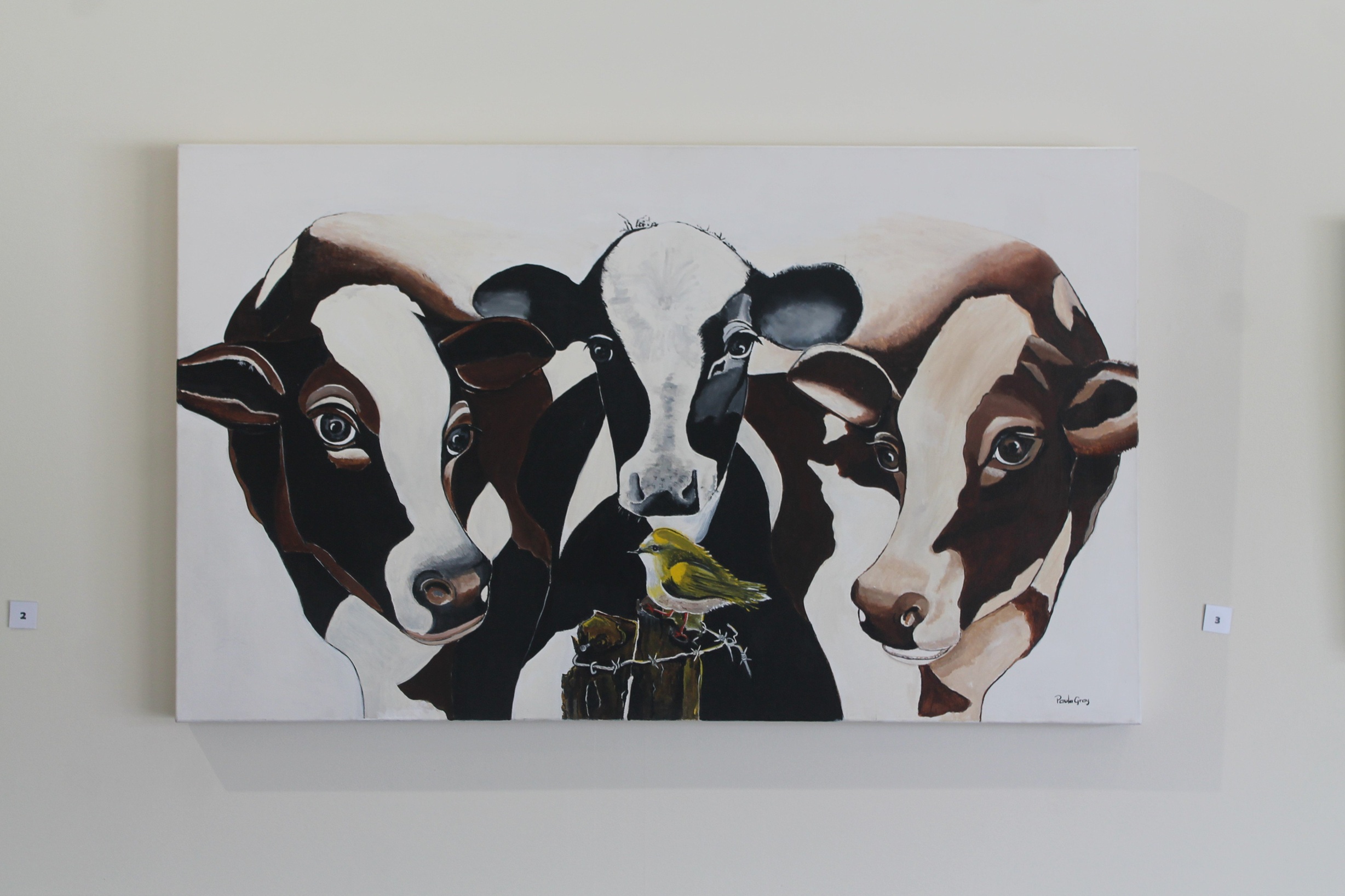 Bovine Curiosity, by Paula Gray, on show at the Croydon Aviation Heritage Centre art gallery in...