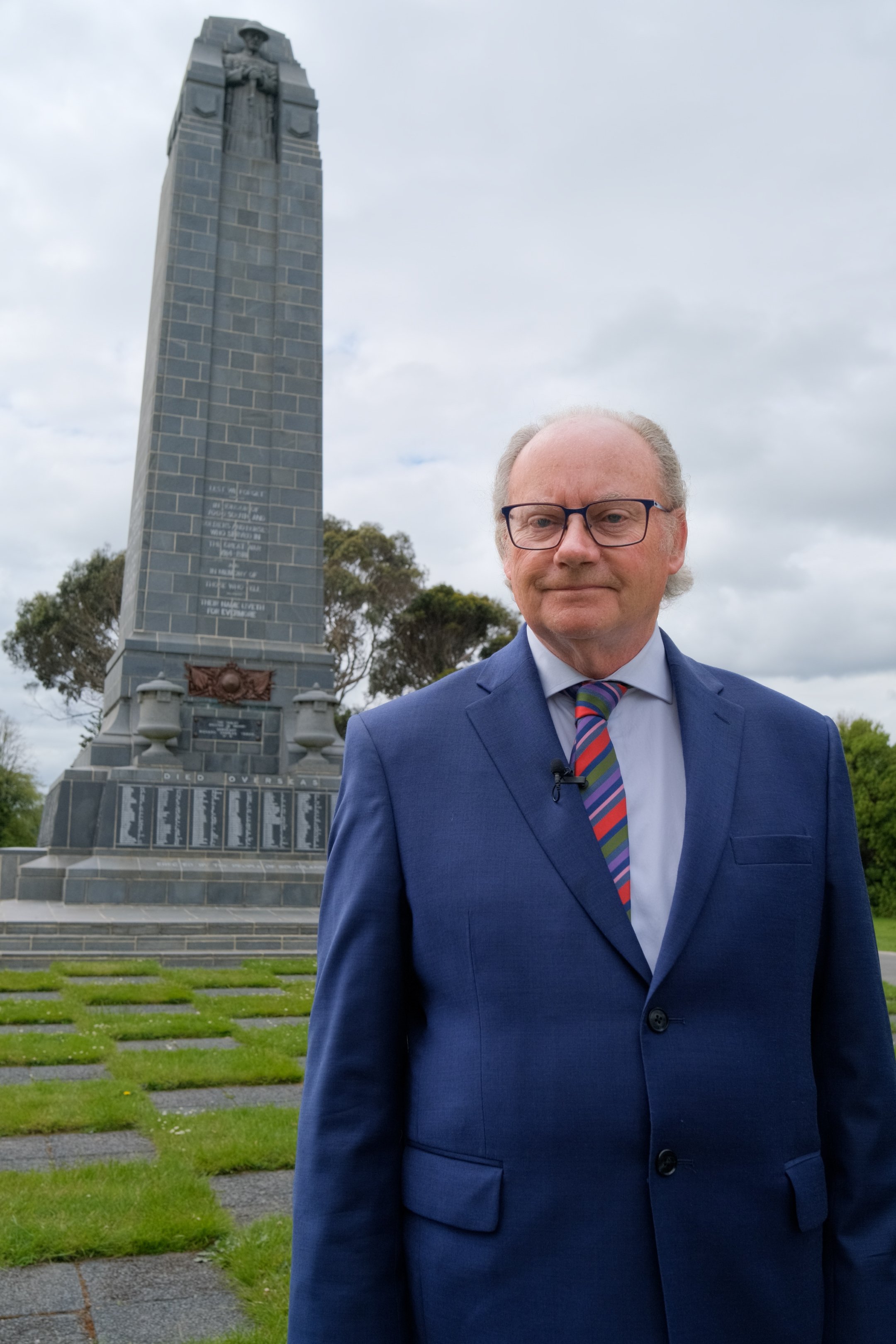 Invercargill Mayor Tom Campbell at the Southland Cenotaph, which was officially unveiled to the...