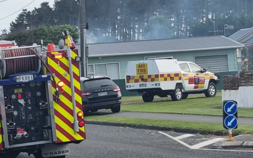 Emergency services at the scene on Tuesday morning. Photo: RNZ