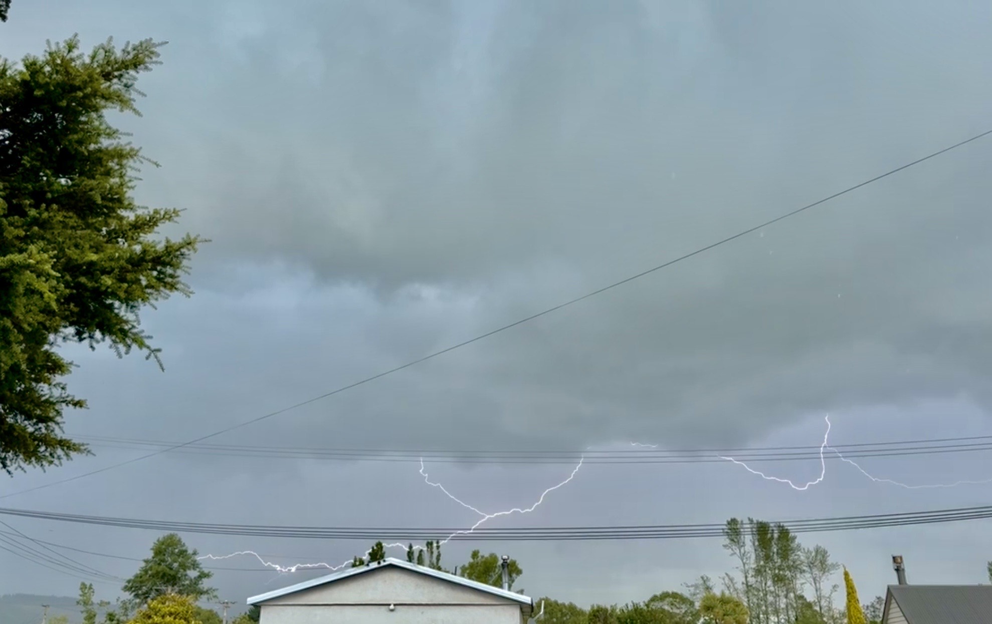 Lighting in the sky above Milton earlier today. Photo: Jessica Edwards-Walker