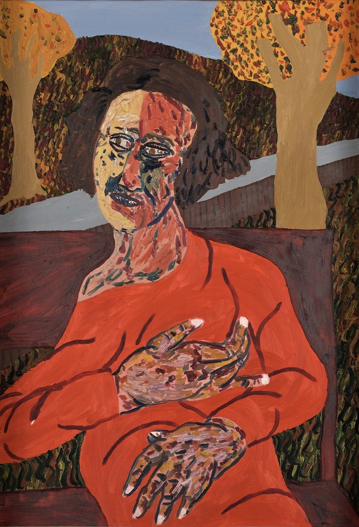 Jeffrey Harris, Woman on Park Bench, 1971, oil on board, Collection of Eastern Southland Gallery,...