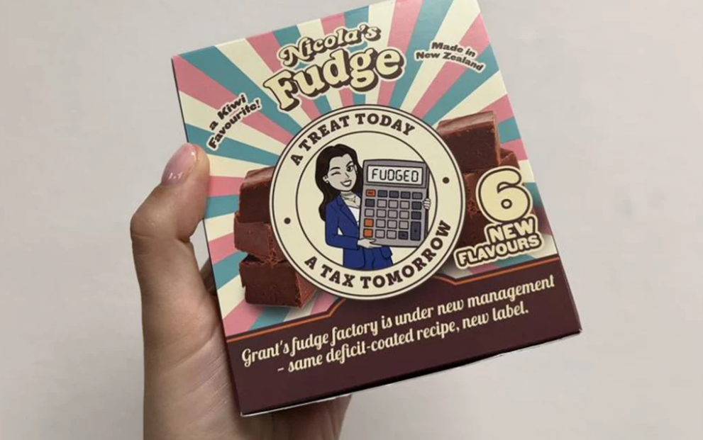 The Taxpayers' Union has released this packaged fudge with an image of Finance Minister Nicola...