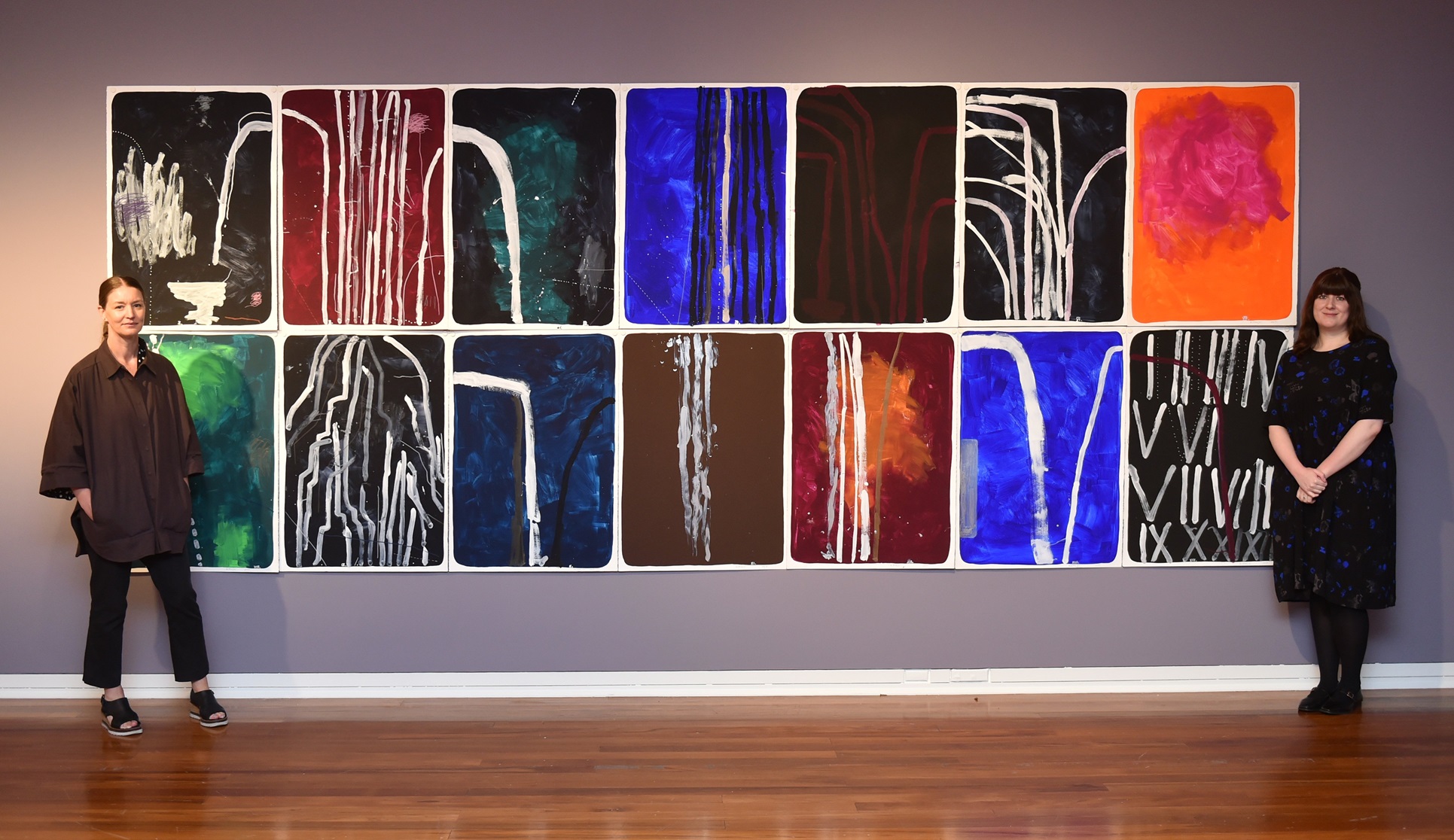 Dunedin Public Art Gallery curators Lucy Hammond (left) and Lauren Gutsell stand beside John...