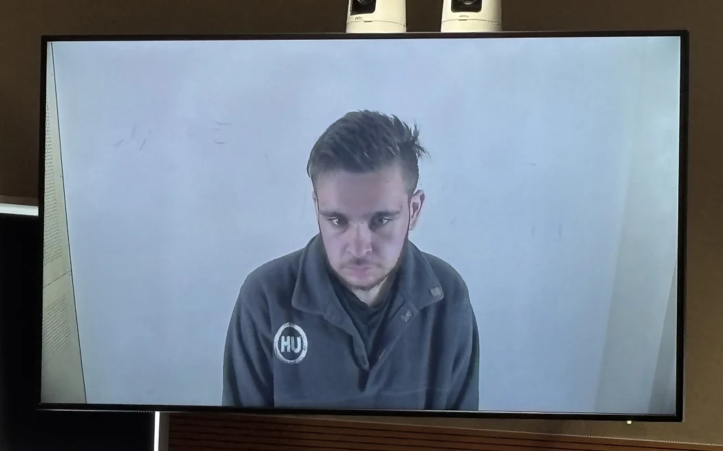 Storm Uriah Constable-Carter appears via video link in the Nelson District Court. Photo: RNZ /...