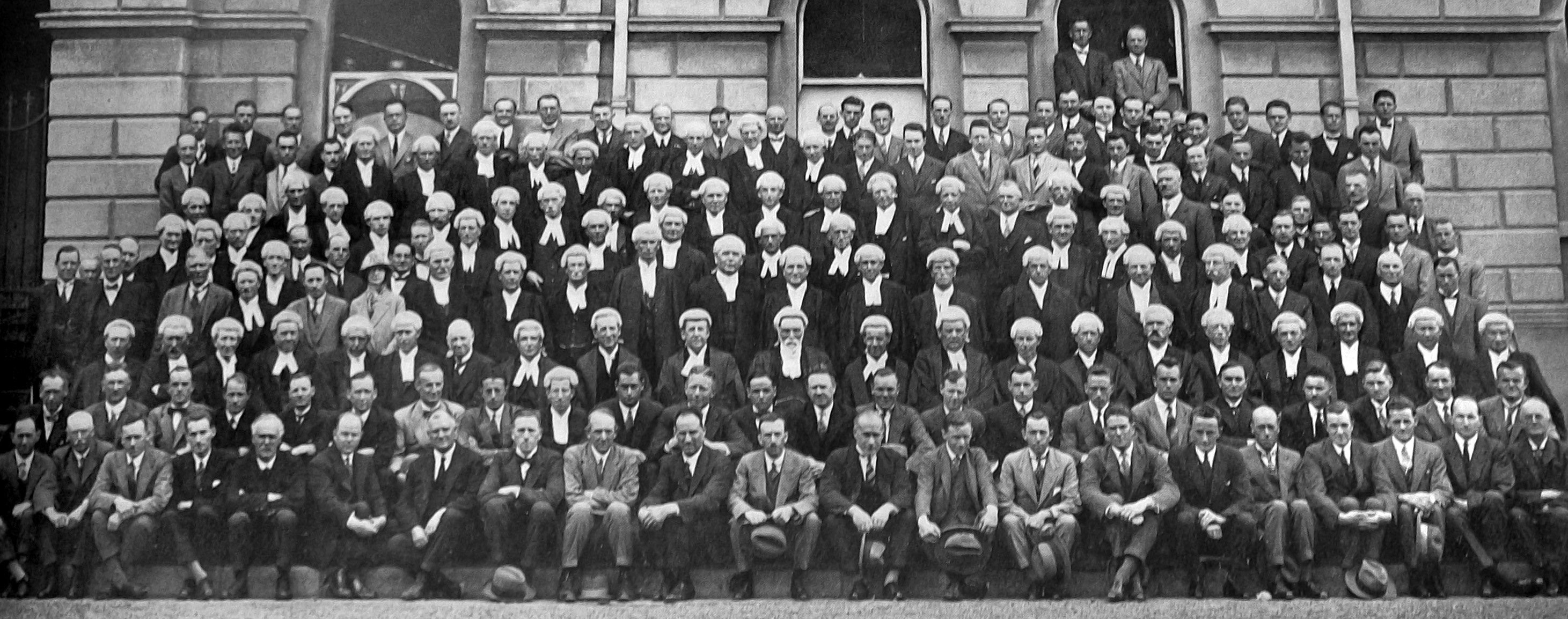 Lawyers and judges assemble at the retirement of Chief Justice Sir Robert Stout. Otago Witness,...