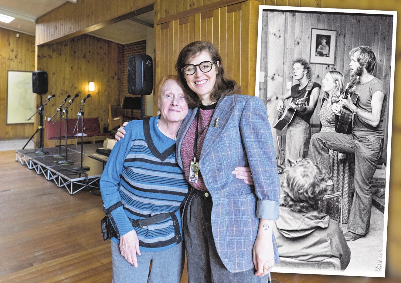 Whare Flat Folk Festival organisers past and present (from left) Sue Harkness and Siobhán Dillon...