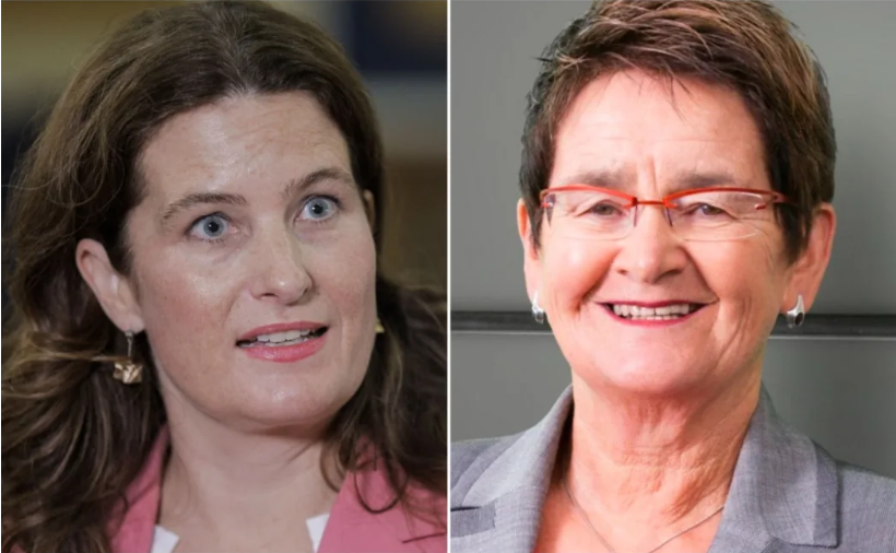 Finance Minister Nicola Willis (left) and former finance minister Ruth Richardson. Photo: RNZ...