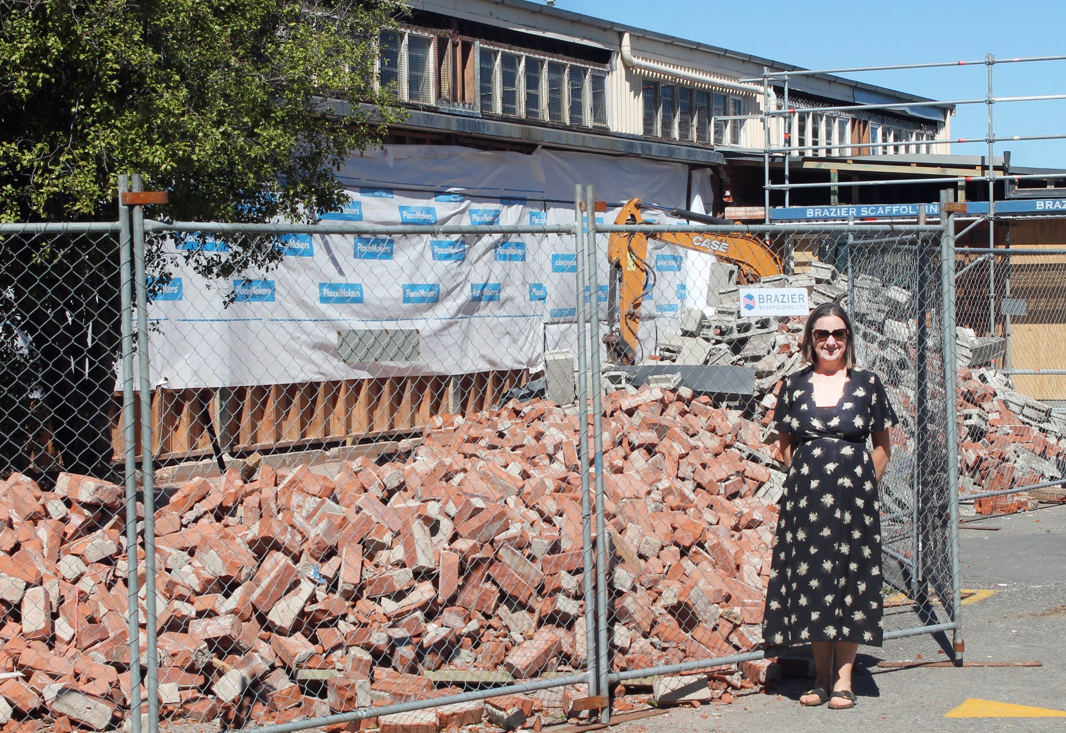 Maruwai College principal Mel Hamilton surveys the demolished D Block, one of several...