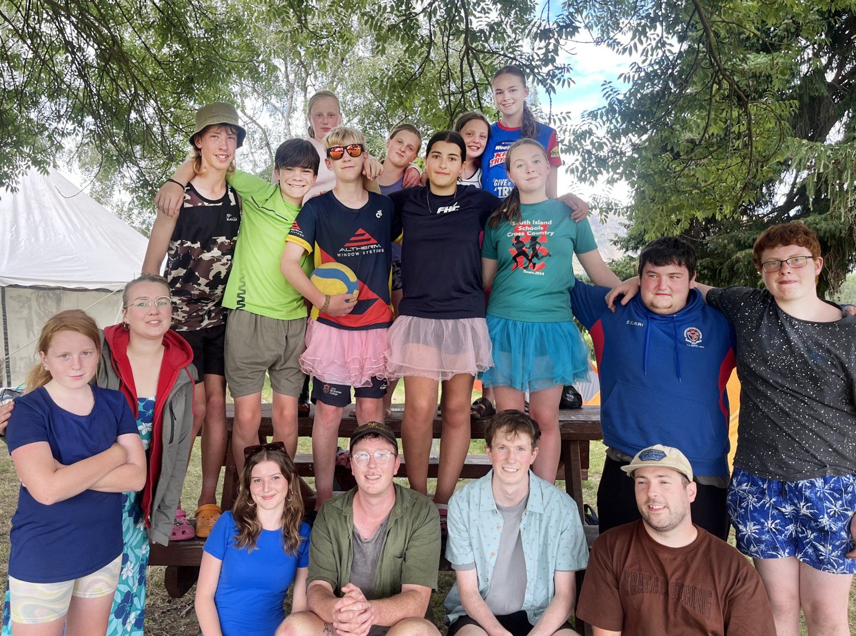 Leaders and campers from across the South Island attending Aspire camp at the Hāwea Domain. PHOTO...