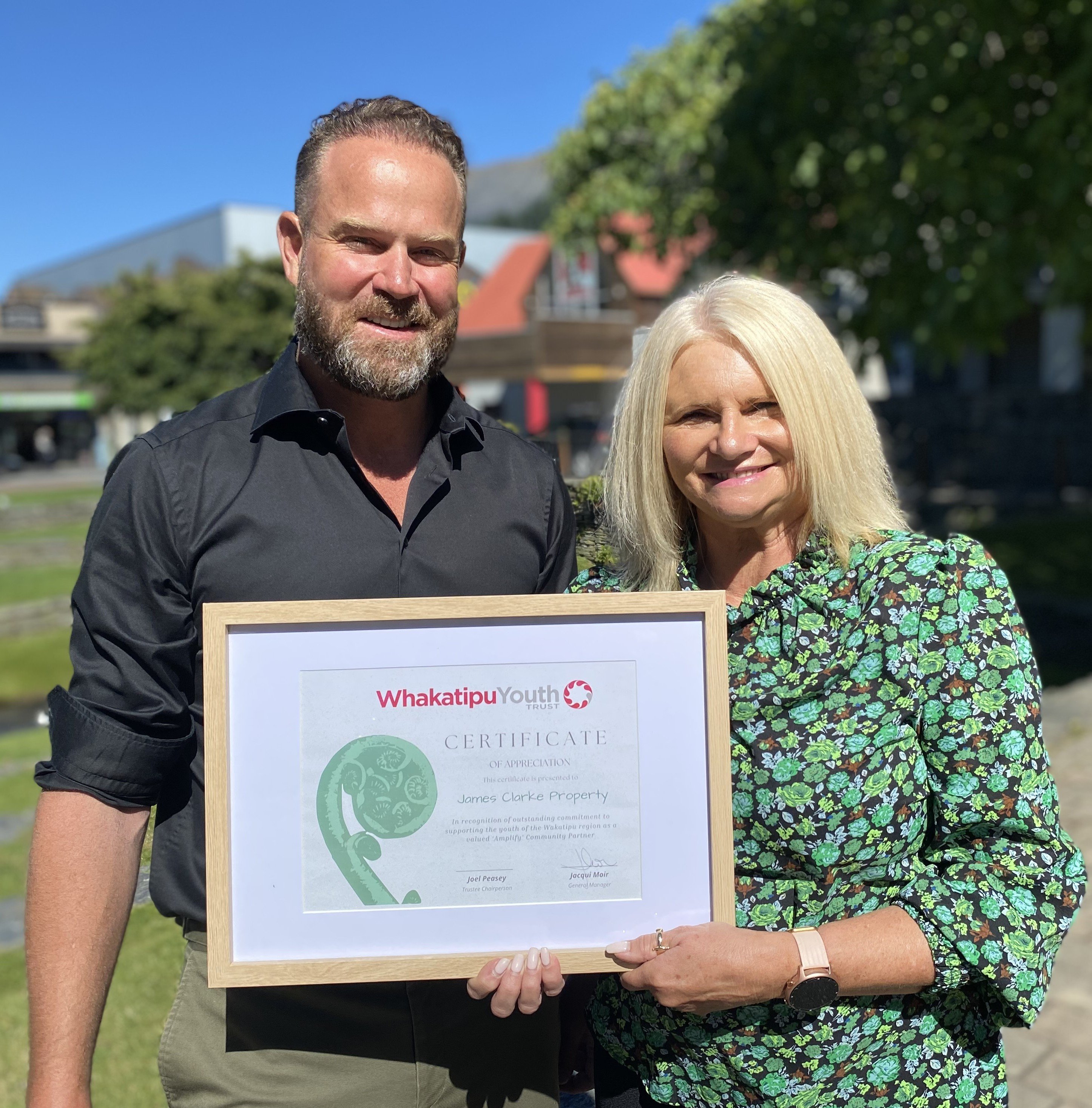Property developer James Clarke and Whakatipu Youth Trust GM Jacqui Moir. PHOTO: PHILIP CHANDLER...