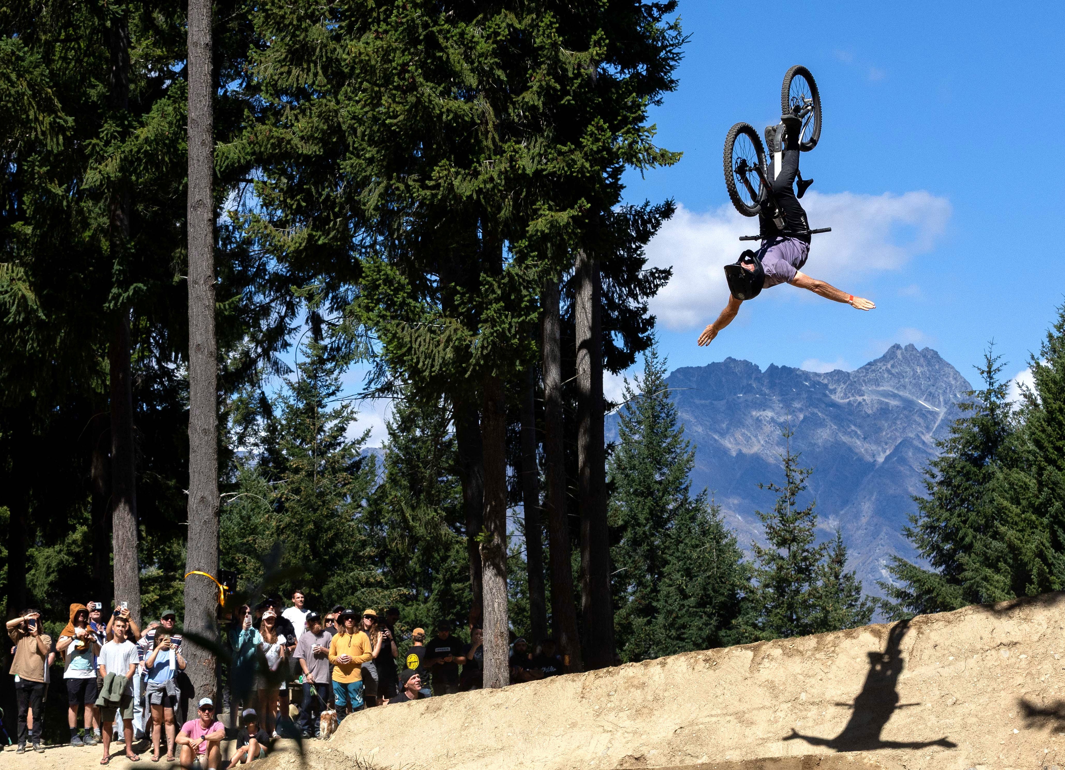  Local rider Conor Macfarlane drops into Queenstown Bike Festival’s slopestyle at Wynyard Jump...