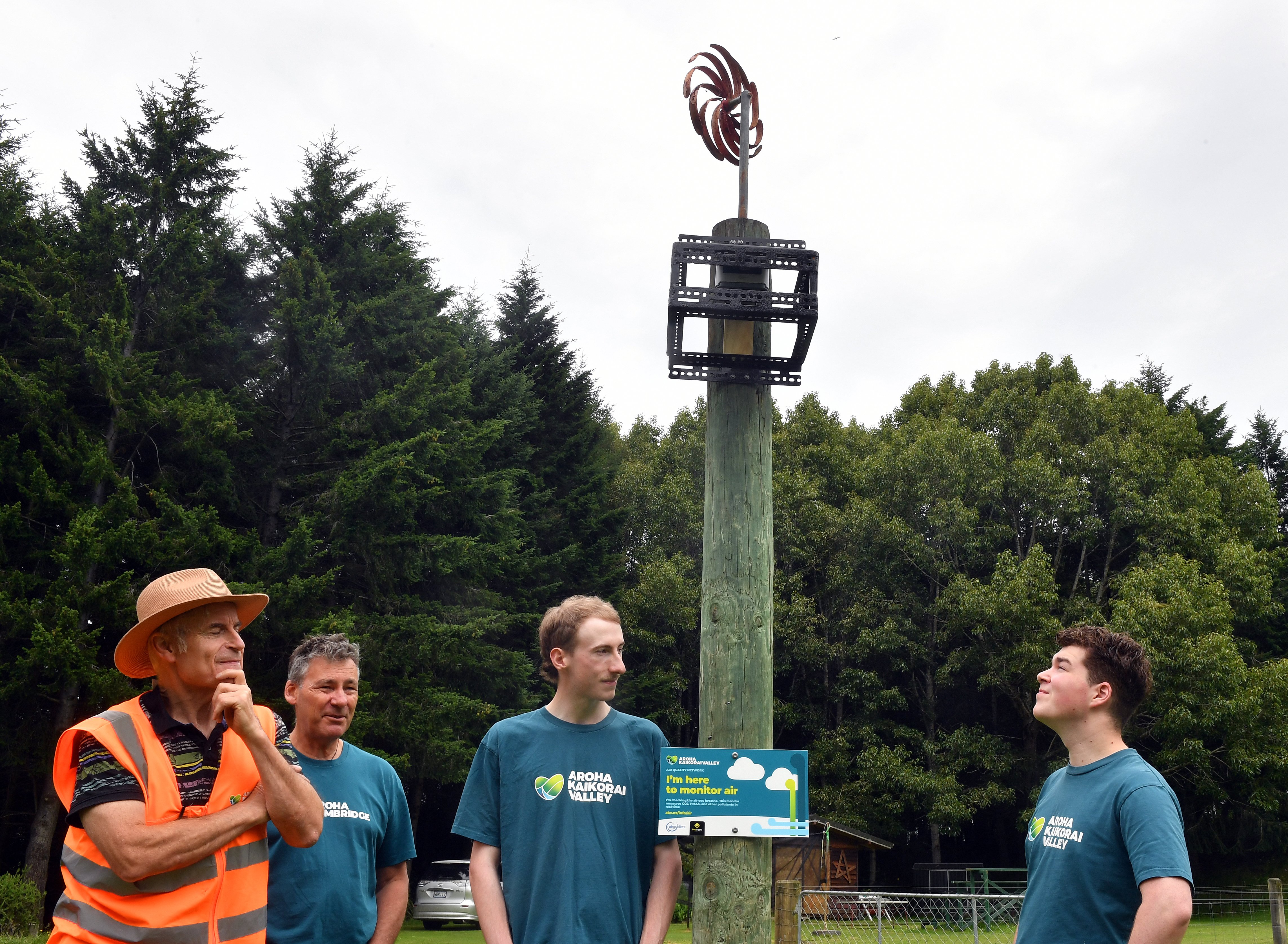 Checking the air quality monitor yesterday are (from left) Kaikorai Valley College teacher Simon...