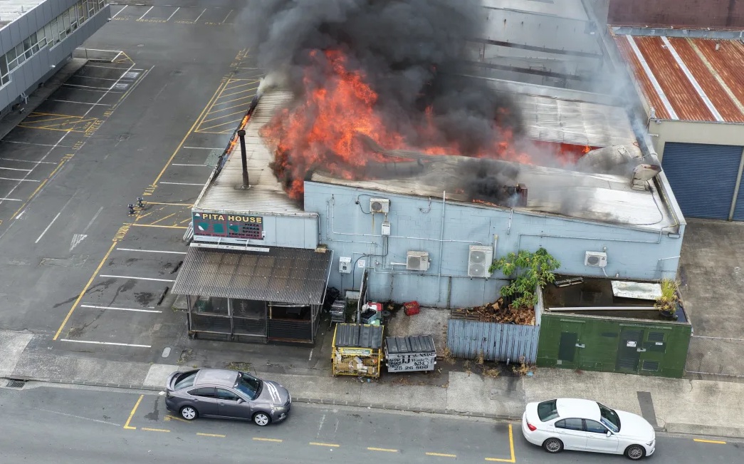 A large fire at a business in Pakuranga in Auckland. Photo: EAST SKATE CLUB / SUPPLIED