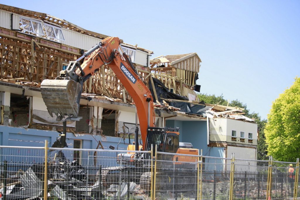 The demolition of the 1950s two-storey block got under way last month. PHOTO: SUSAN SANDYS
