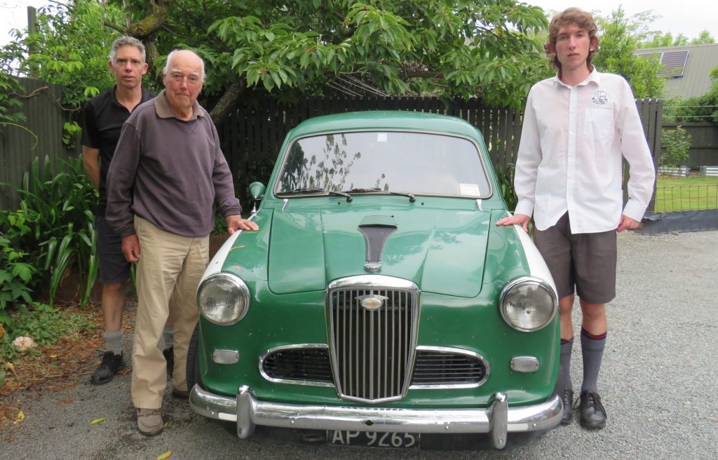 Ross, Neil and Josh Holland have all enjoyed being around the 1958 Wolseley 15/50. PHOTO: DELLWYN...