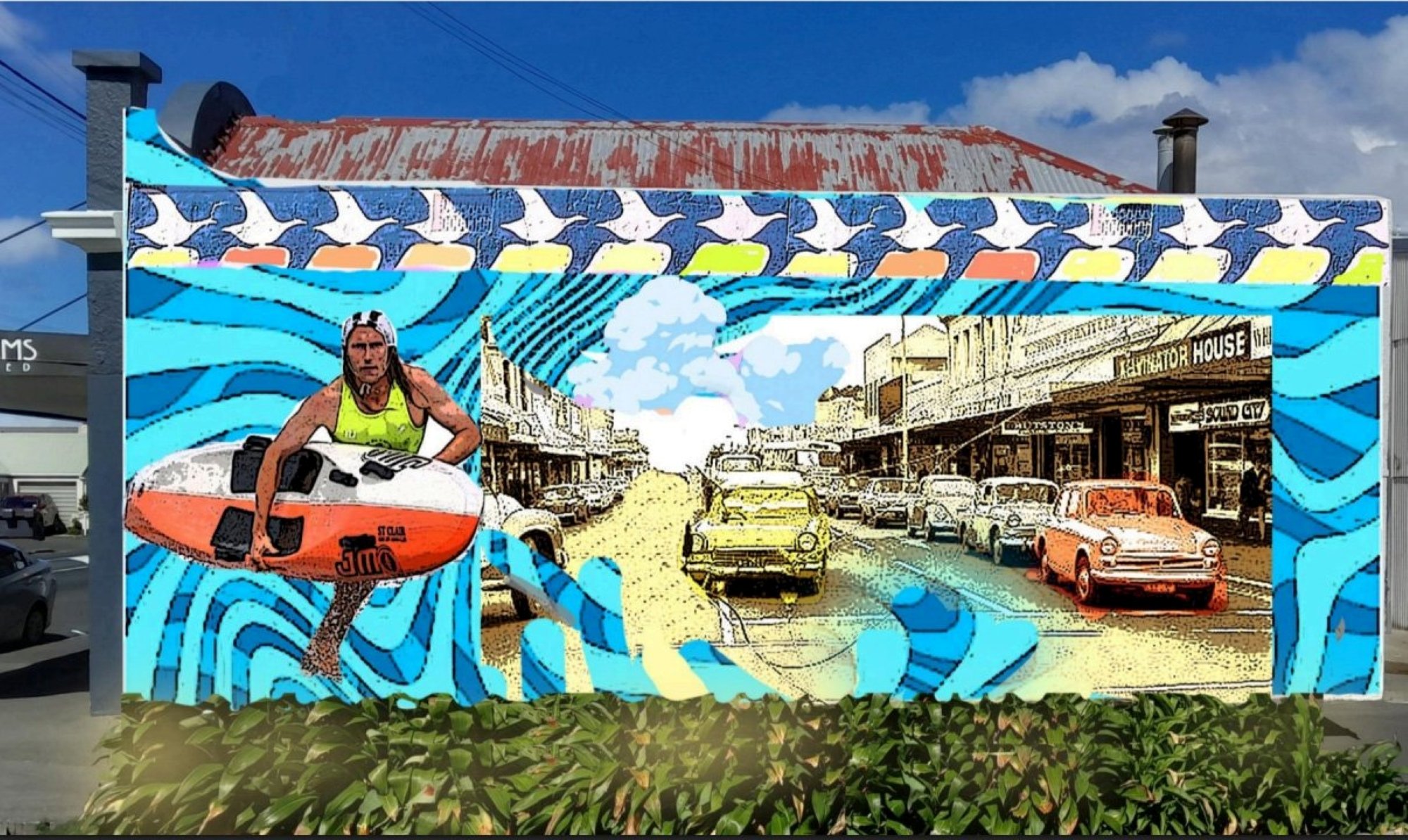 A draft design for a mural set to adorn a building on the corner of Prince Albert Rd and Bellona...