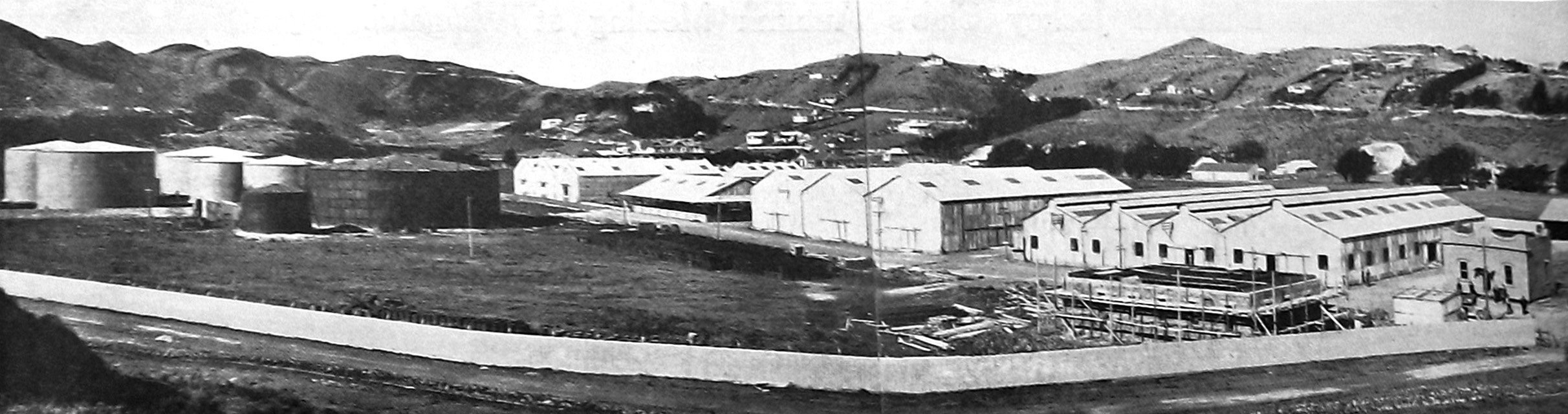 British Imperial Oil’s works and tank farm built on a former pleasure ground at Miramar,...