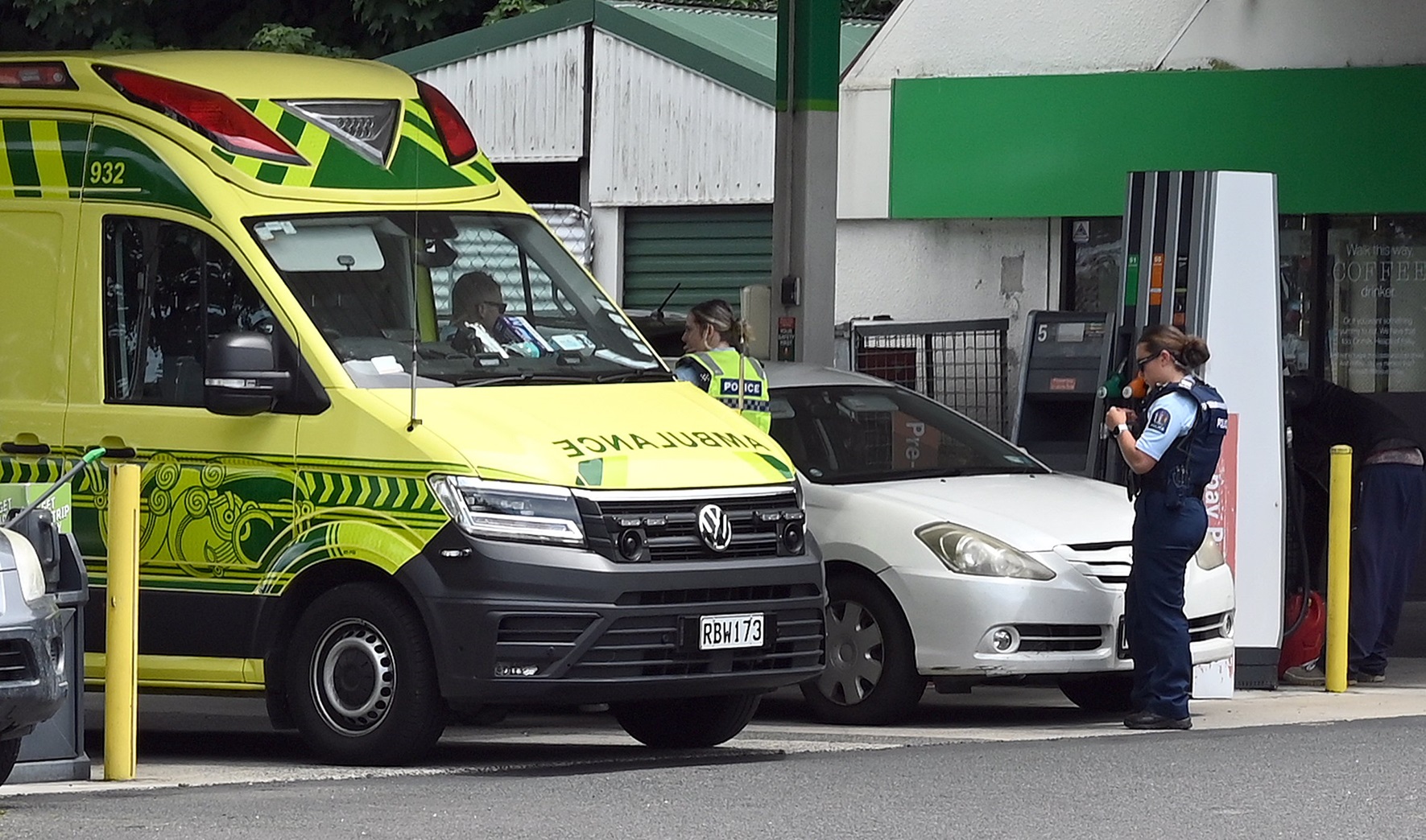 Police speak to the occupants of a vehicle parked at the BP petrol station in Princes St...