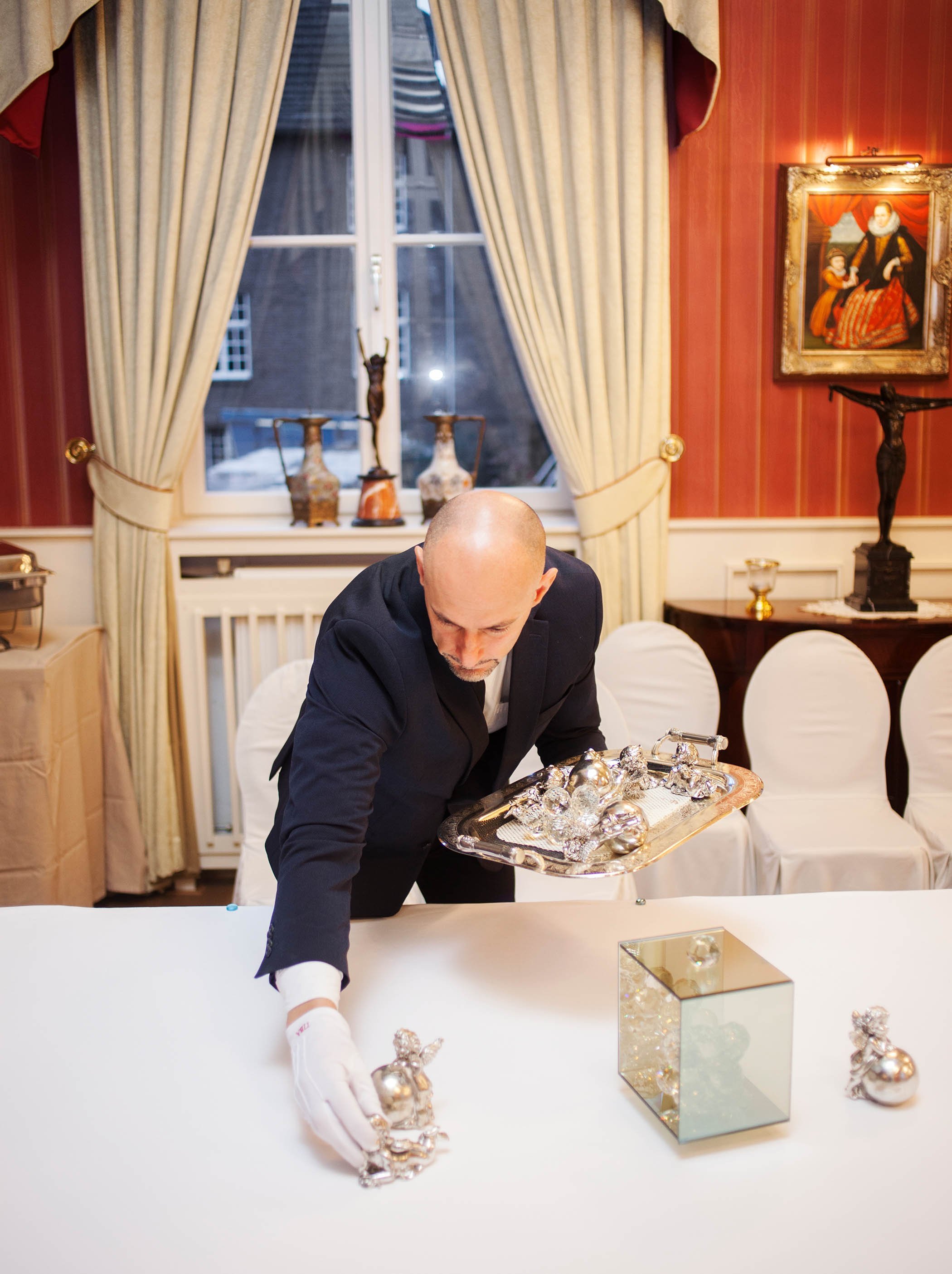 Rulers are used to ensure every item of tableware is precisely the right distance from everything...