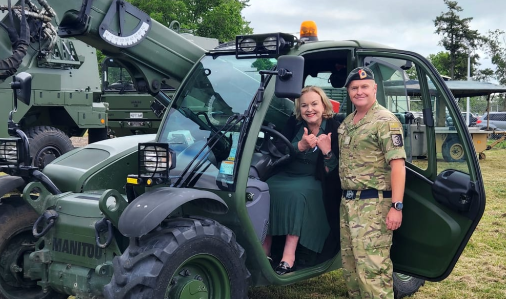 Judith Collins at Burnham Military Camp for an announcement on a $82m regional supply building....