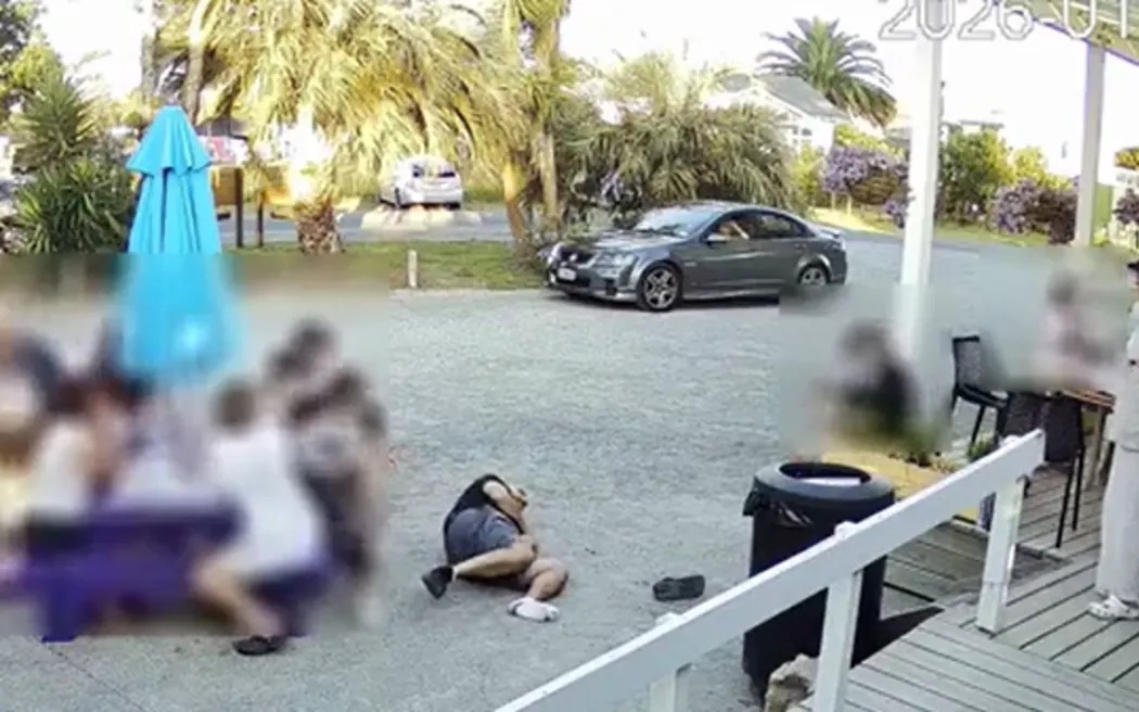 Dallas Gurney was pushed off the deck of his Whananaki Store from behind. Photo: DALLAS GURNEY /...