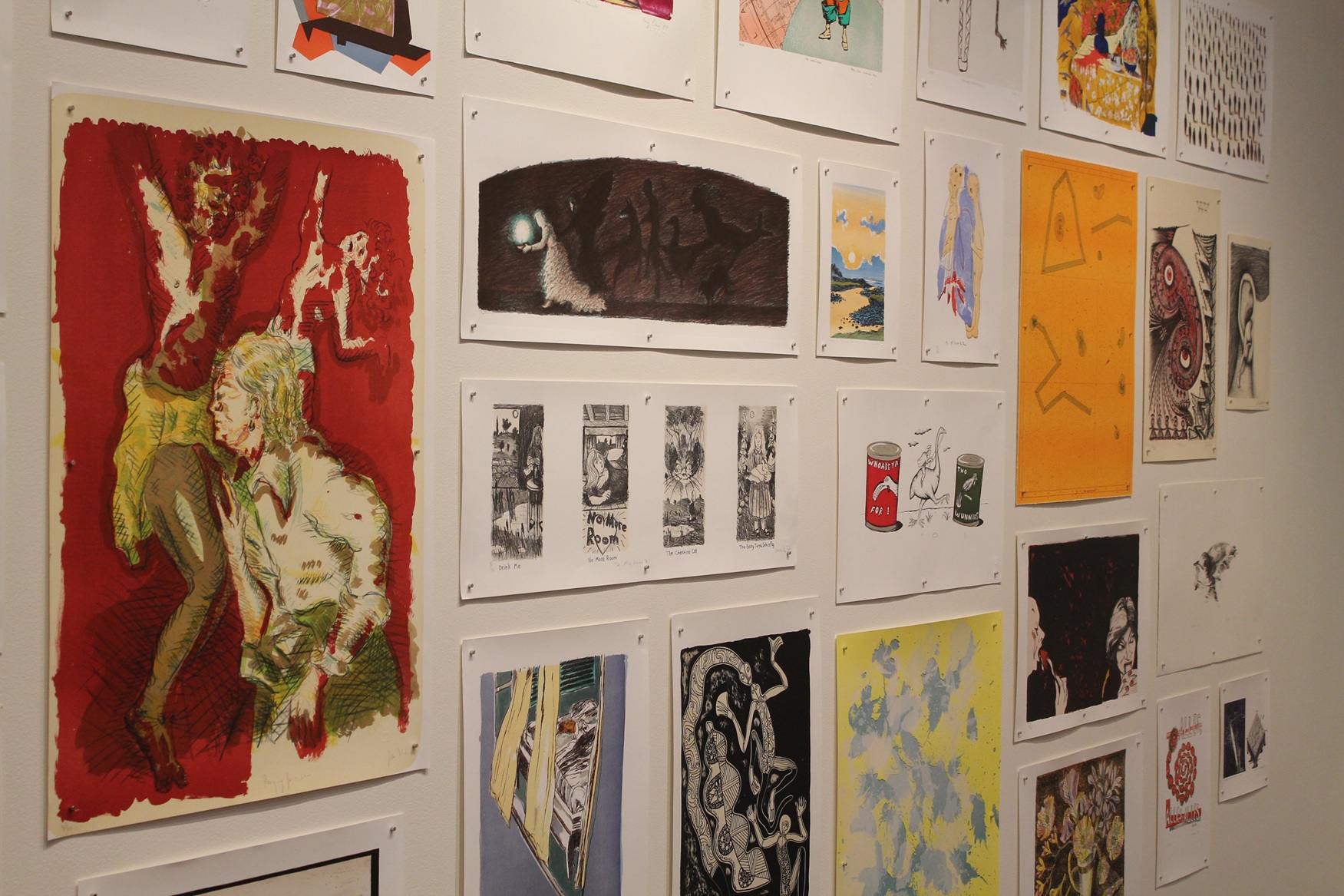 A selection of prints on show and for sale as part of the exhibition "Muka Studio: A Lithographic...