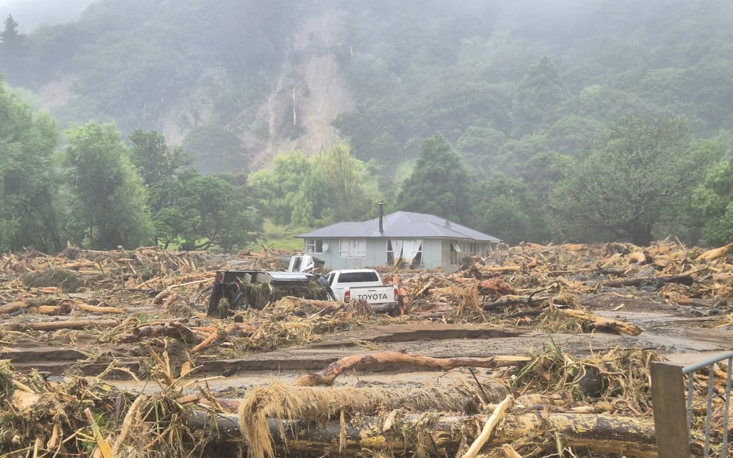 Flood damage in Punaruku, Te Araroa on the East Coast. Photo: Supplied