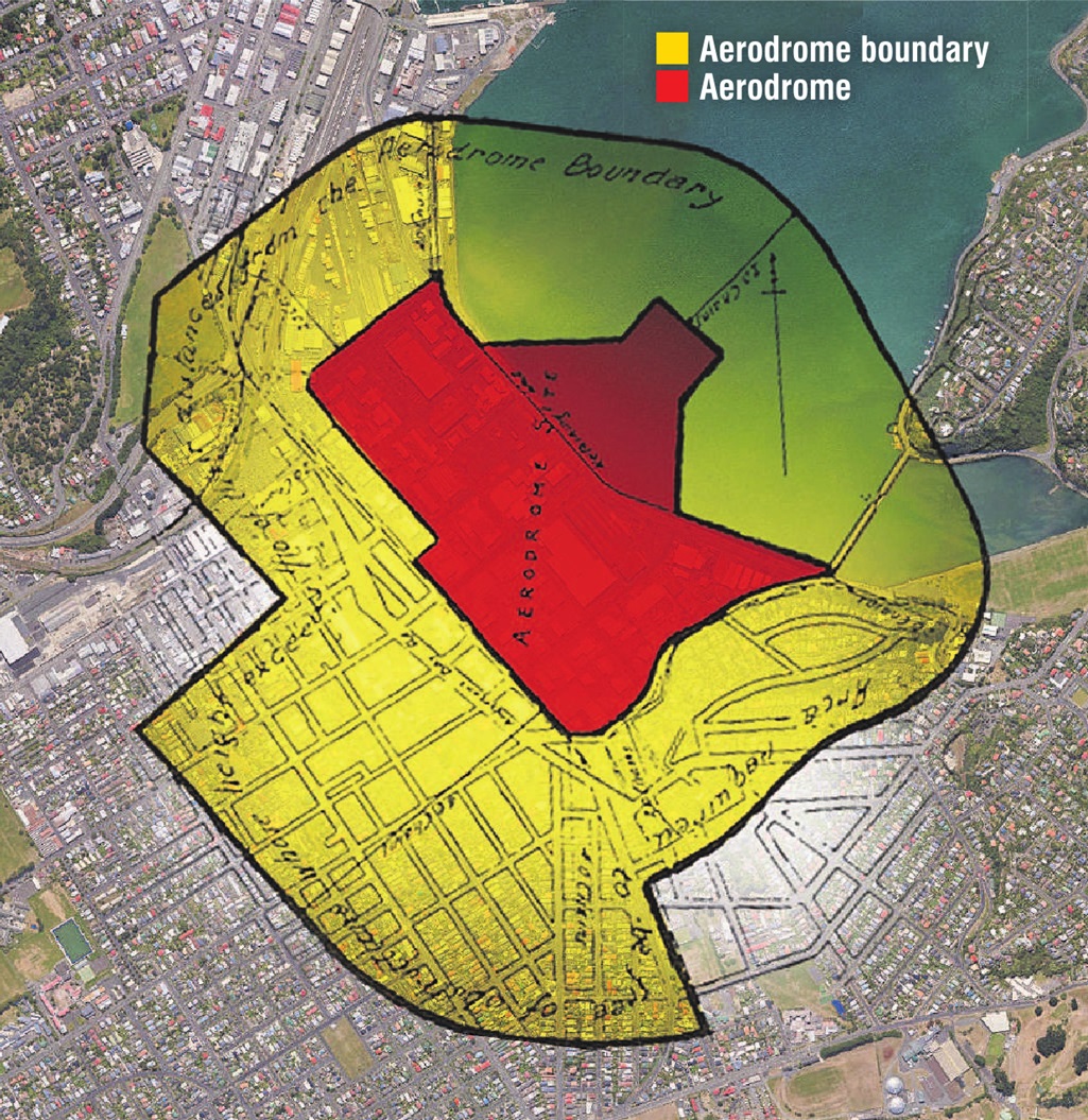 The site proposed for an airport at the head of Otago Harbour. The area enclosed by the inner...