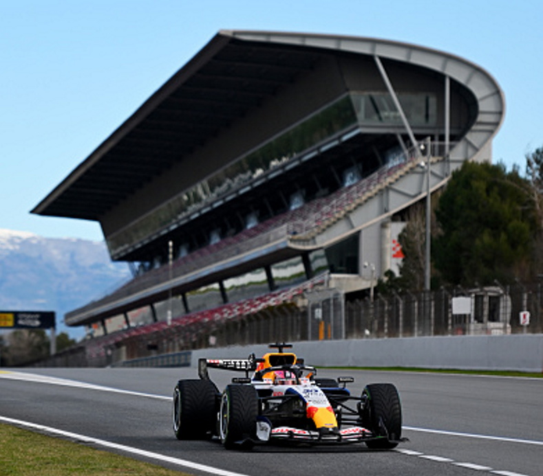 Liam Lawson test drives the new car  in Montmelo, Spain, yesterday. Photo: Getty Images 