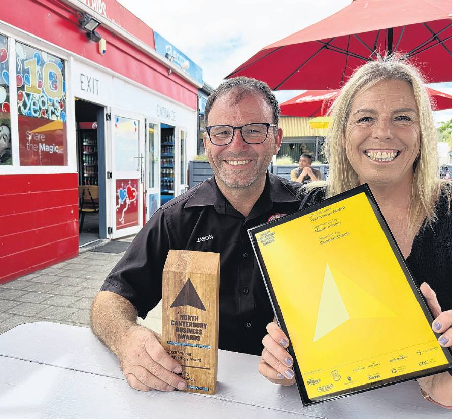 Kaikoura Coopers Catch owners Jason and Natasja Hill, the winners of the Misco Joinery Technology...