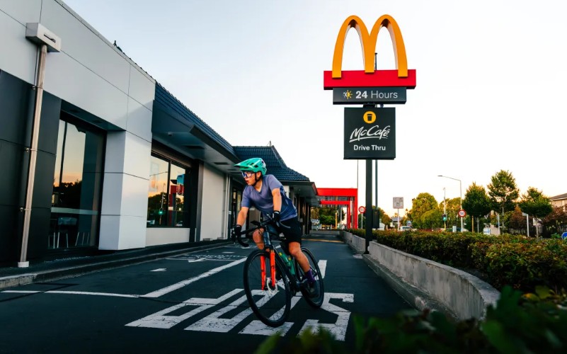 Matthew Fairbrother rode around a Christchurch McDonald's for 24 hours. Photo: Matthew Fairbrother