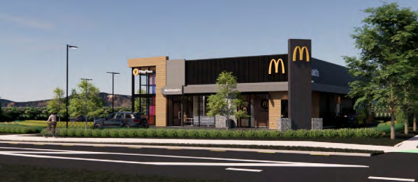 Concept design of the proposed McDonald’s on Sir Tim Wallis Drive in Wānaka’s Three Parks area....