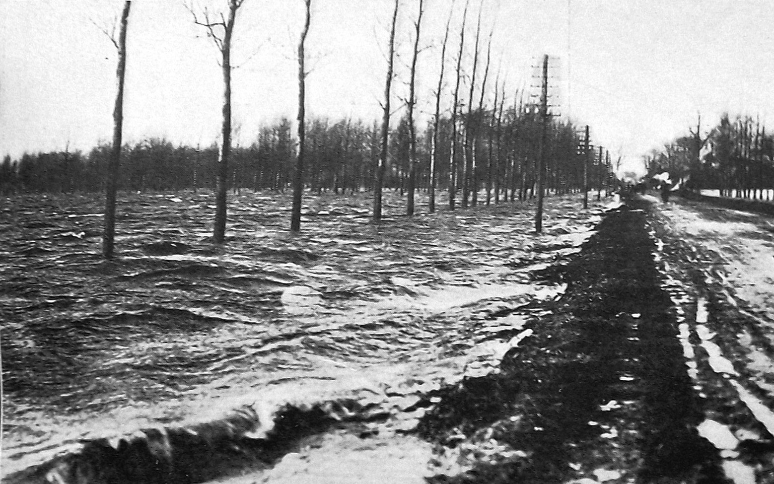 Floodwater breaks like sea waves against a highway near Grave, North Brabant province, after the...