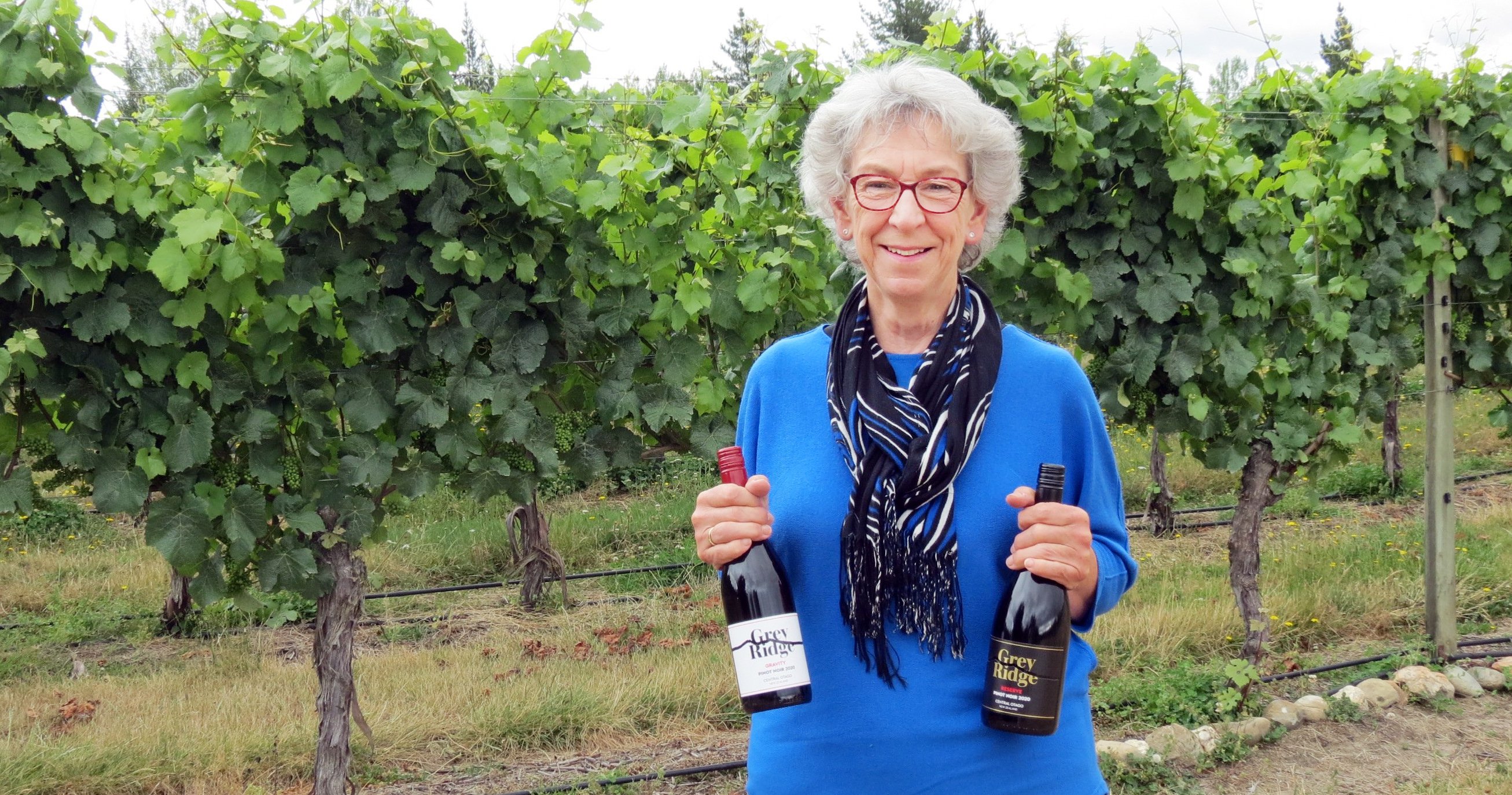 Grey Ridge Vineyard owner Sue Keast shows off some of the wines on offer at the vineyard at Letts...