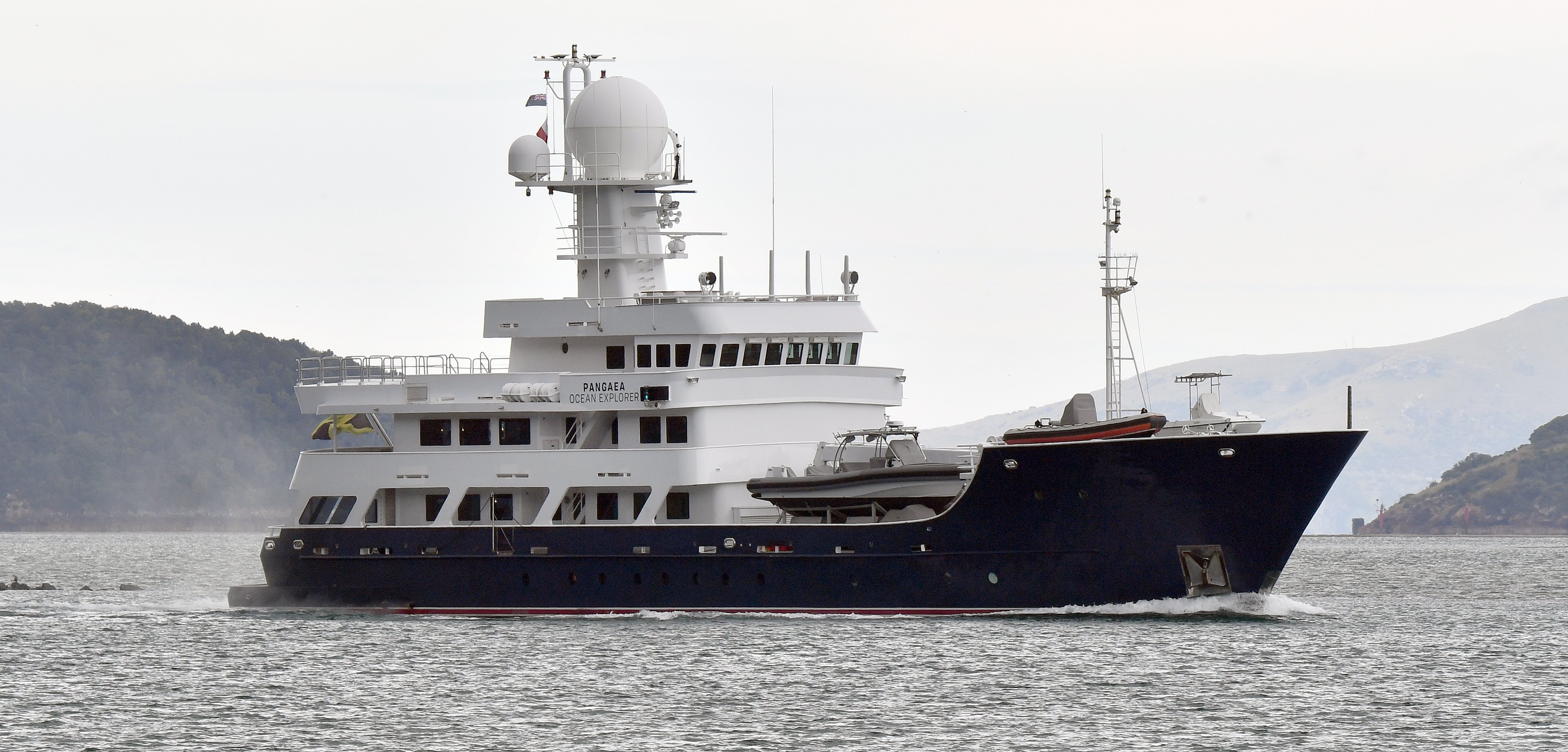The superyacht Pangaea Ocean Explorer off Roseneath yesterday. PHOTO: STEPHEN JAQUIERY