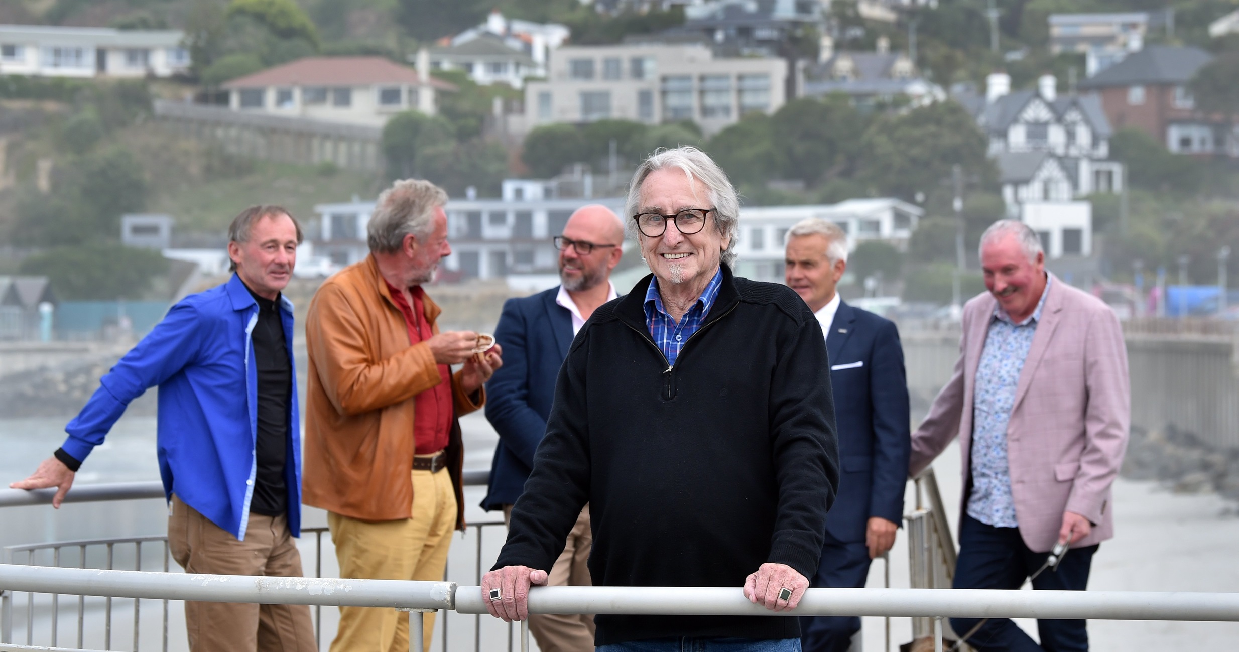 Rob Fitzpatrick (foreground) hopes a series of poles can be installed at St Clair Beach as a...