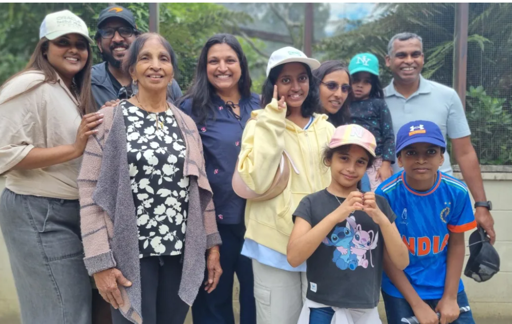 Jeneni (centre) and her family from Malaysia found it hilarious that Pleakley 'laughed' at them....