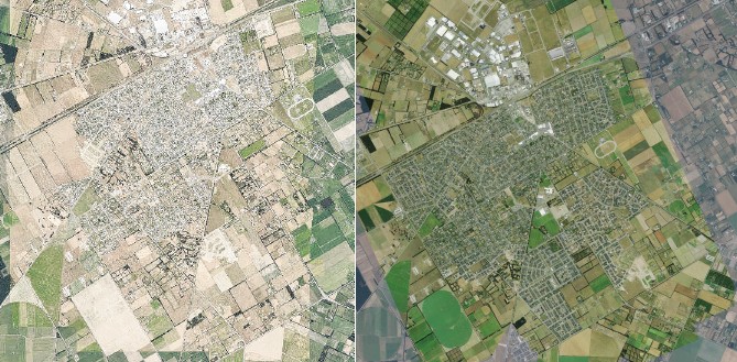 Aerial maps from 2010-2015, left, and the latest imagery shows the Rolleston area has grown by...