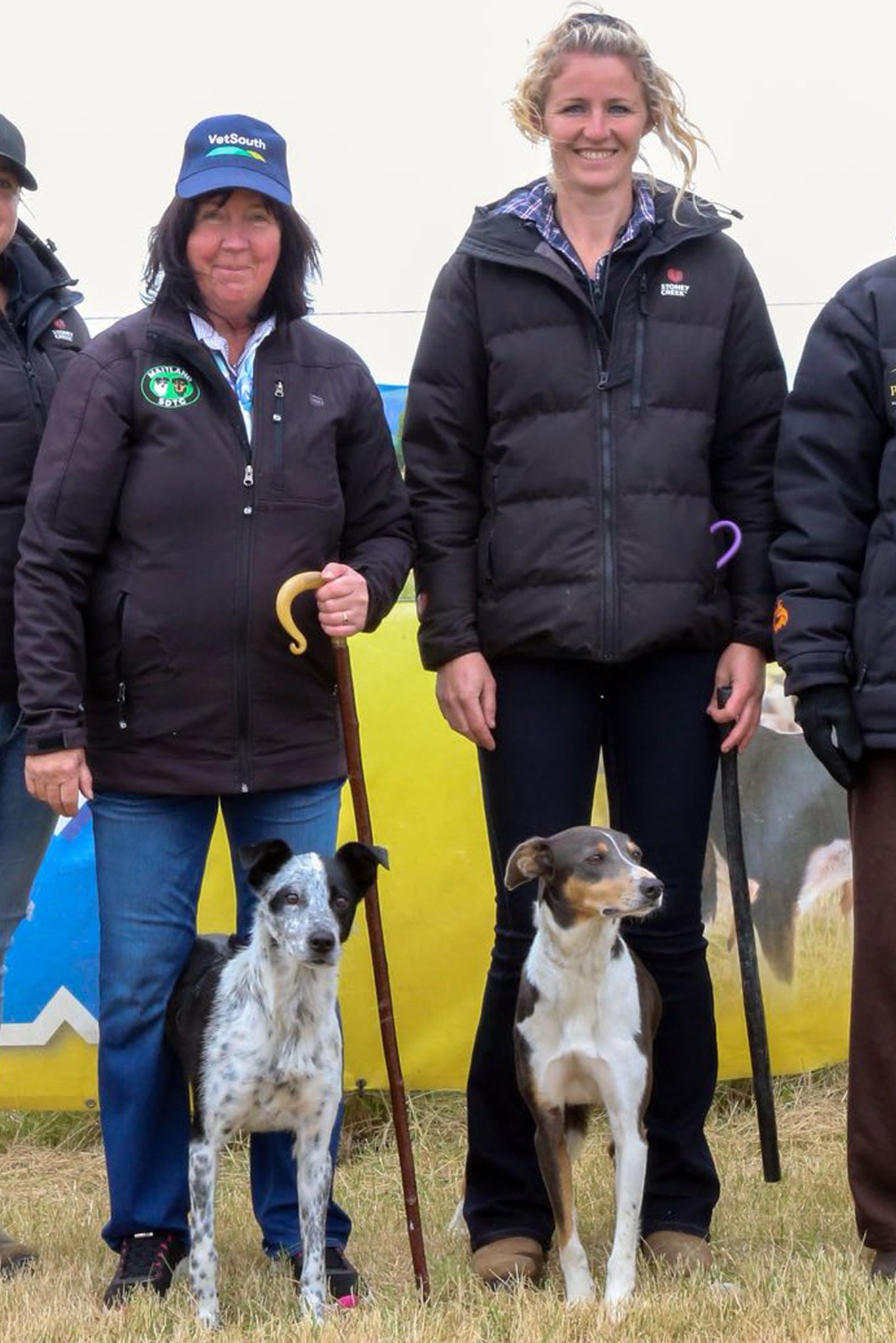 New Zealand Yarding Challenge maiden section winner Kay McClymont and her dog Peggy Sue (left)...
