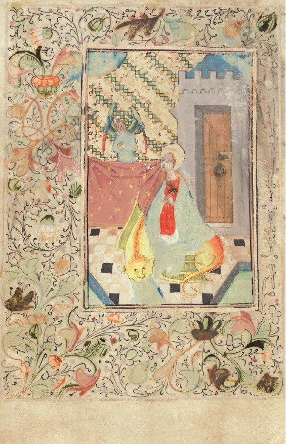 Unknown, Book of Hours (Latin), St Margaret, f.71v, c.1470. Illuminated manuscript on vellum....